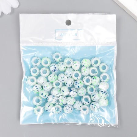 Beads for creativity plastic "Spray paint. Blue on white" D = 1 cm set 20 g-3