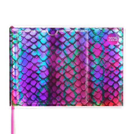 The weekly dated 2025, Escalada "Snake", 180 x 127 mm, soft cover, PVC, 64 sheets, pancake embossing, block 70, raspberry-1