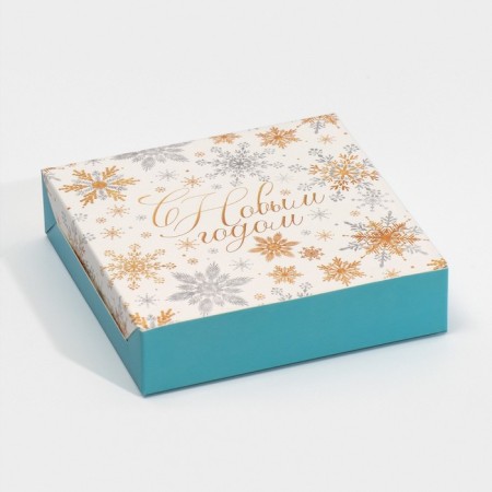 Folding box "Snowflakes", 14 x 14 x 3.5 cm, new year-1