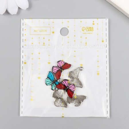 Decor for creativity Metal "Bright butterfly" enamel mix 1.4x1.9 cm-3