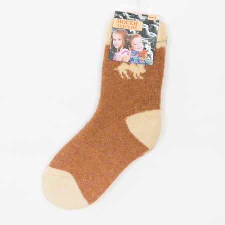 Baby socks with camel wool, nut color, rr 20 (8-10 years old)-3