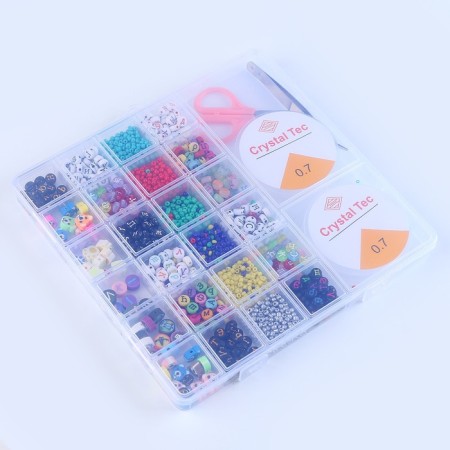 Set for creating jewelry, 24 types of beads, fishing line, scissors-3