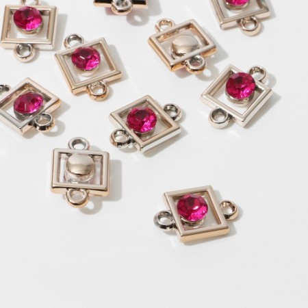 The Cover "Square" 2.3 × 1.5 × 0.6 cm, (set 10 pcs.), The color is bright pink in gold