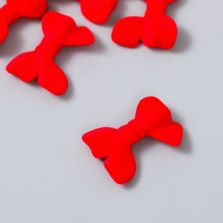 Busina for creativity plastic "Red bow with velvet spraying" 0.6x2.4x3 cm-1