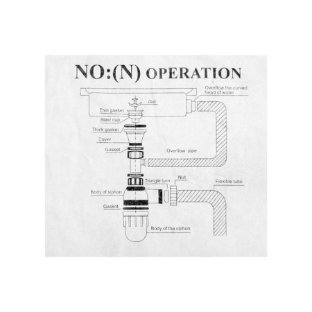 Siphon for washing Accoona A469-1, 1 1/2 ", D = 70 mm, with overflow, with corrugation-2