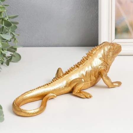 Souvenir Polystone "Golden Iguan" 7x9.5x25 cm-1