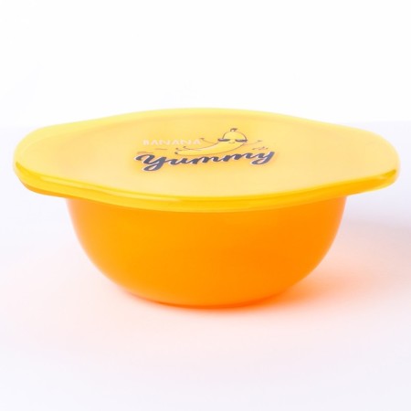 Banana yummy feeding plate, with lid, yellow color-3