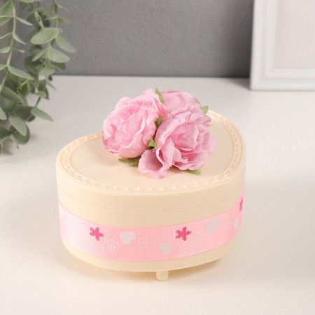 Musical Mechanical Monkey Casket "Delicate Roses" Milk 12x13.5x10.5 cm-1