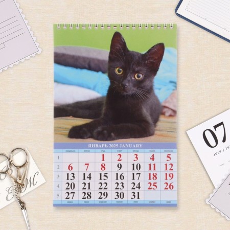 Calendar on a spring without a Rigel "kittens" 2025, 17 x 25 cm-1