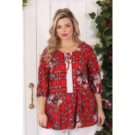 Female blouse, size 52, red color-5