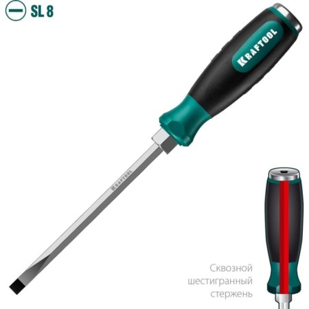 Sprinking screwdriver Kraftool impact, two -component handle, CRMO, SL8 x 150 mm-1