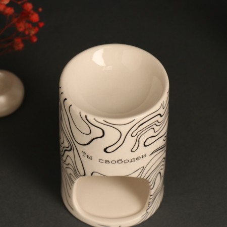 Aroma lamp ceramics "You are free" white 7.2x7.2x11.6 cm-6