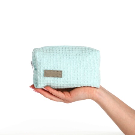 Cosmetic bag at the zipper textura, turquoise color-9