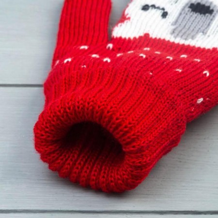 KAFTAN mittens "Bear" col. Red, rr 19, acrylic 70%, wool 30%-2