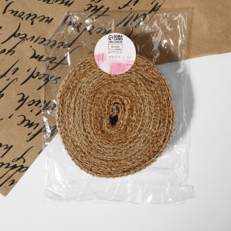 Ribbon from jute "chamomile", natural, 20 mm, 4.5 ± 0.5 m, white color-1