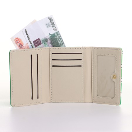 Women's wallet on the button, green color-4