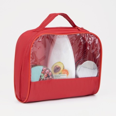 Cosmetic bag with lightning, with a pen, red color-3