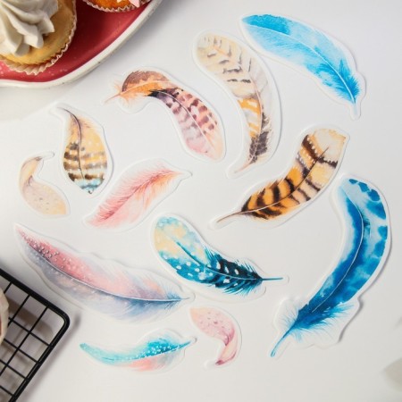Waffle pictures edible “feathers” for cupcakes, Konfinetta cake, 12 pcs.-2