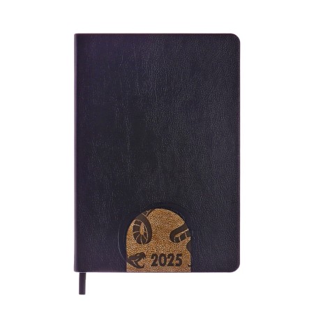 Dated diary 2025, A5, 176 sheets, Hong Kong, solid cover, pancake embossing, with liesse, block 80 g/m2, black