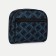 Cosmetic bag on a zipper, with a lining, external pocket, black/turquoise color
