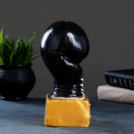 Piggy bank "Boxing glove" black with gold, 12x14x24.5cm-1