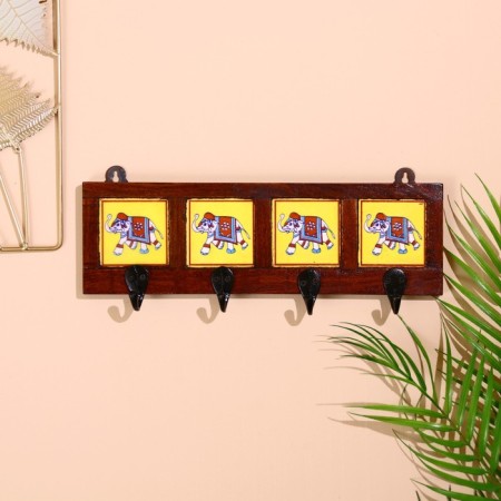 Ban "Caravan" Elephants, 22*4*12cm, wood, 4 hooks, color mix