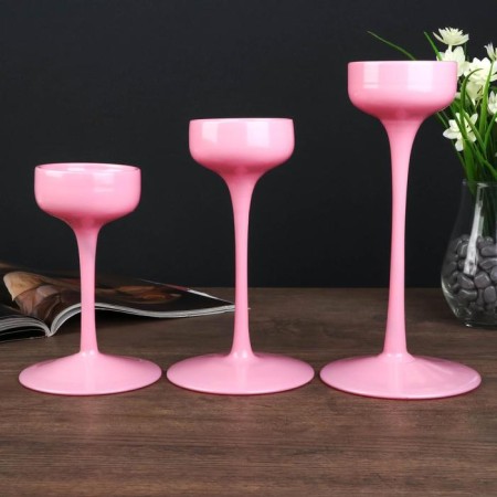 Glass "Glass" Glass Creck "Pink set 3 pcs h- 17, 21, 24.5x12x12 cm-2