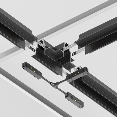 The T-shaped connector for the built-in track system Technical TRA010CT-42B, 23.9x23.9x5.35 cm, black color is black-3