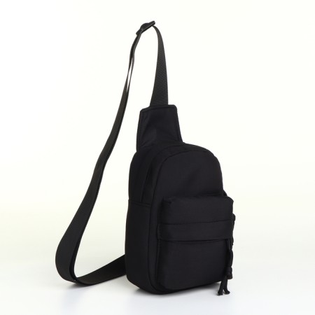 Slong bag from textiles, black color