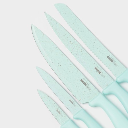A set of kitchen utensils "Claud", 6 objects: 5 knives, vegetable cleaning of ceramics, turquoise color-2