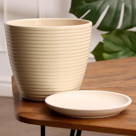 Pot Flower spiral beige Crocus No. 3, 2.3 l, D - 17.7 cm-1
