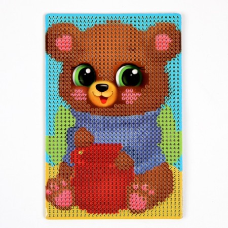 Diamond mosaic on the stand "Bear" for children, size 10 x 15 cm. Set for creativity-5