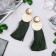 Earrings Assorted Hindi's Brushes, green color in gold, l brush 8 cm