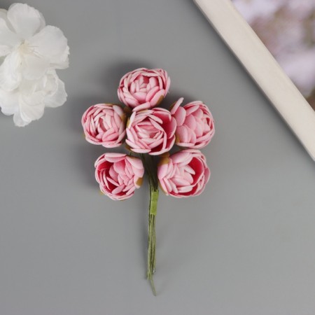 Decor for creativity "peonies" white-pink (1 set = 1 bouquet) in the bouquet 6 pcs 2.5x10.5 cm