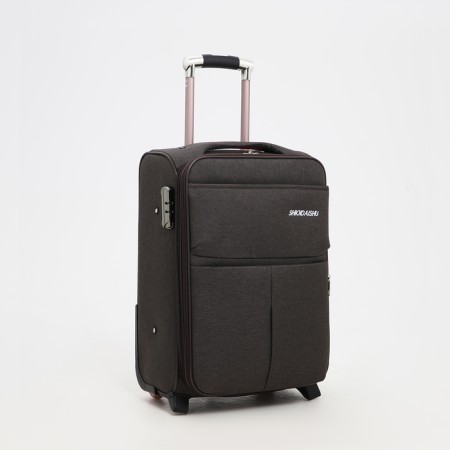 Small 20 suitcase, lightning department, code castle, 3 wheels, 2 outer pockets, brown color-1
