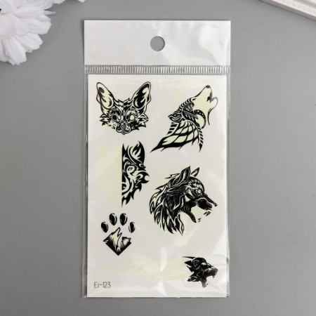Tattoo on the body luminous "wolf" 12x7.5 cm-3