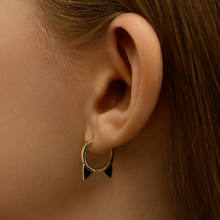 Cooping earrings Xuping cat, black color in gold, d = 1.6 cm-1