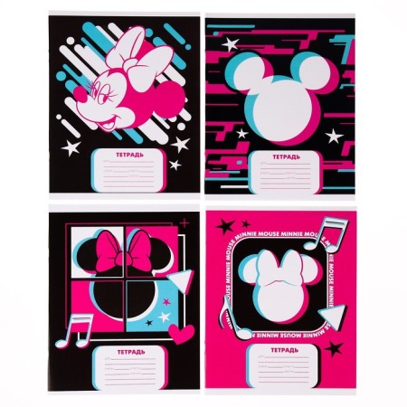 A set of notebooks 10 pieces, 24 sheets, in a cage, cover covered paper, Minnie Mouse-1