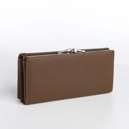 Women's wallet on a magnet, brown color-1