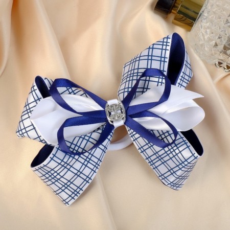 Hair elastic band "Schoolgirl" Bancage Clack Classic, 12x7 cm, white-blue