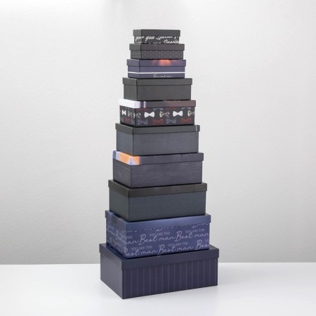 A set of boxes 10 in 1, gift packaging, “man”, 12 x 7 x 4 - 32.5 x 20 x 12.5 cm-2