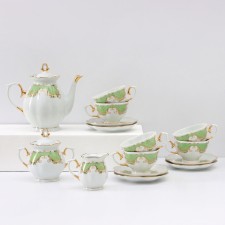 Service of the Porcelain “Symphony”, 15 objects: kettle 1 l, sugar bowl 400 ml, cream 180 ml, tea cup 250 ml, tea -bonds d = 15 cm