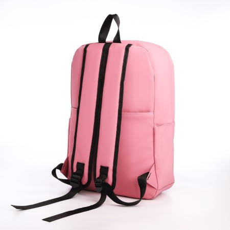 Young backpack from textiles with a zipper, waterproof, 4 pockets, pink color-3
