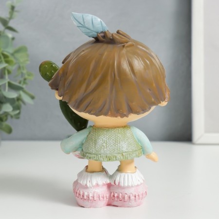 Souvenir Polystone "Baby with a cactus in a pot" 14x7.5x9 cm-2