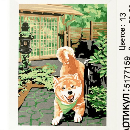 Picture on numbers on canvas with the subframe of Siba-Inu, 30x20 cm-6
