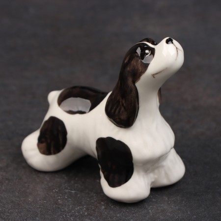 Porcelain figurine "American Cocker Spaniel Black and White", 8 cm, copyright painting