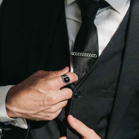Tie clip "Chain", silver color-1
