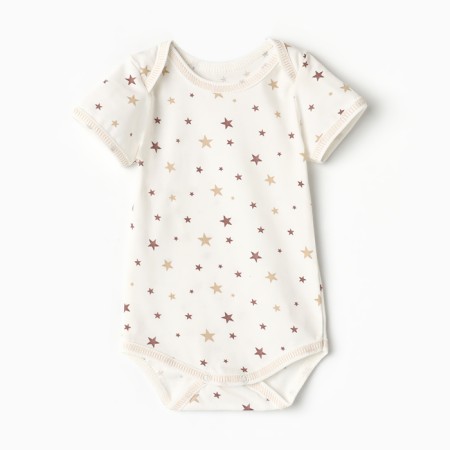 Body baby with short sleeve, white color/stars, height 62