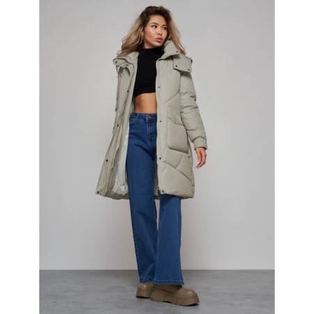 Coat insulated winter female, size 50, color light green-15