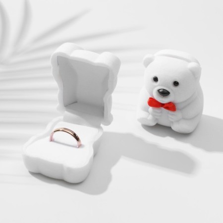 The case is velvet under the ring "Bear" 4.5 × 5 × 3.5, the color is white-1